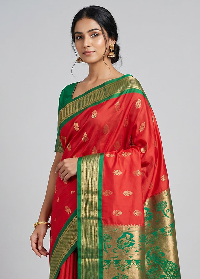 Red Kanjivaram Silk Saree With Blouse Piece