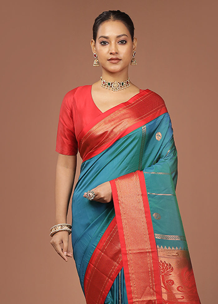 Green Kanjivaram Silk Saree With Blouse Piece