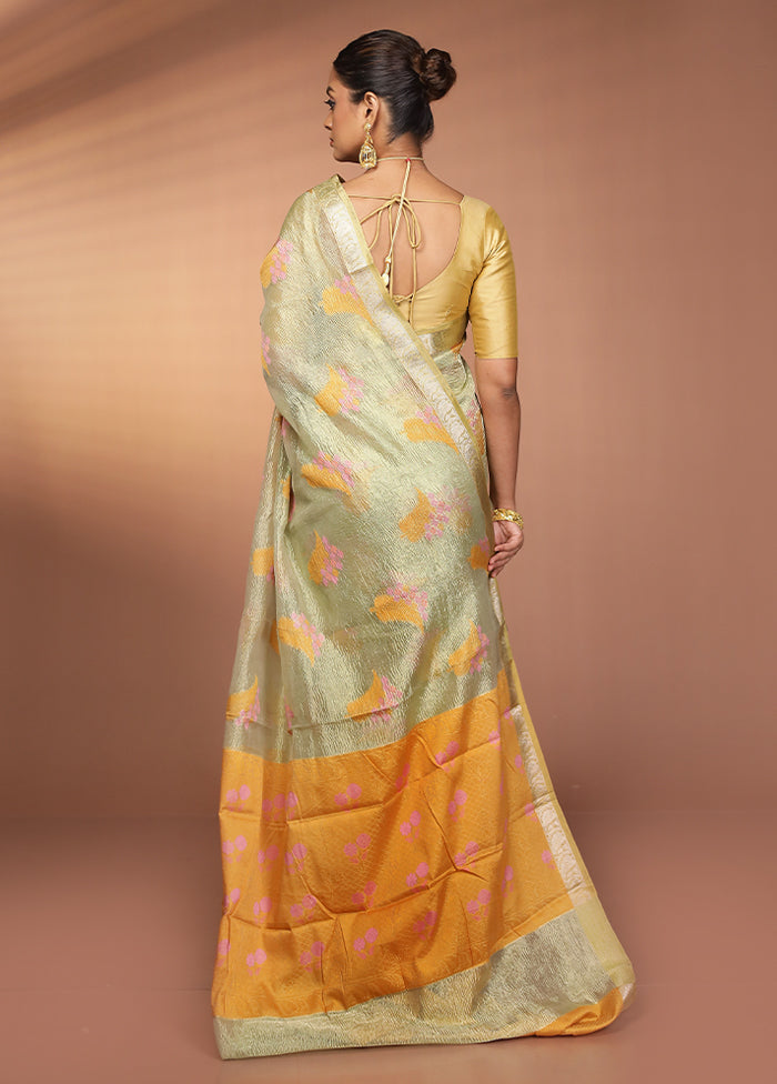 Green Tissue Silk Saree With Blouse Piece