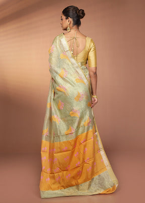Green Tissue Silk Saree With Blouse Piece