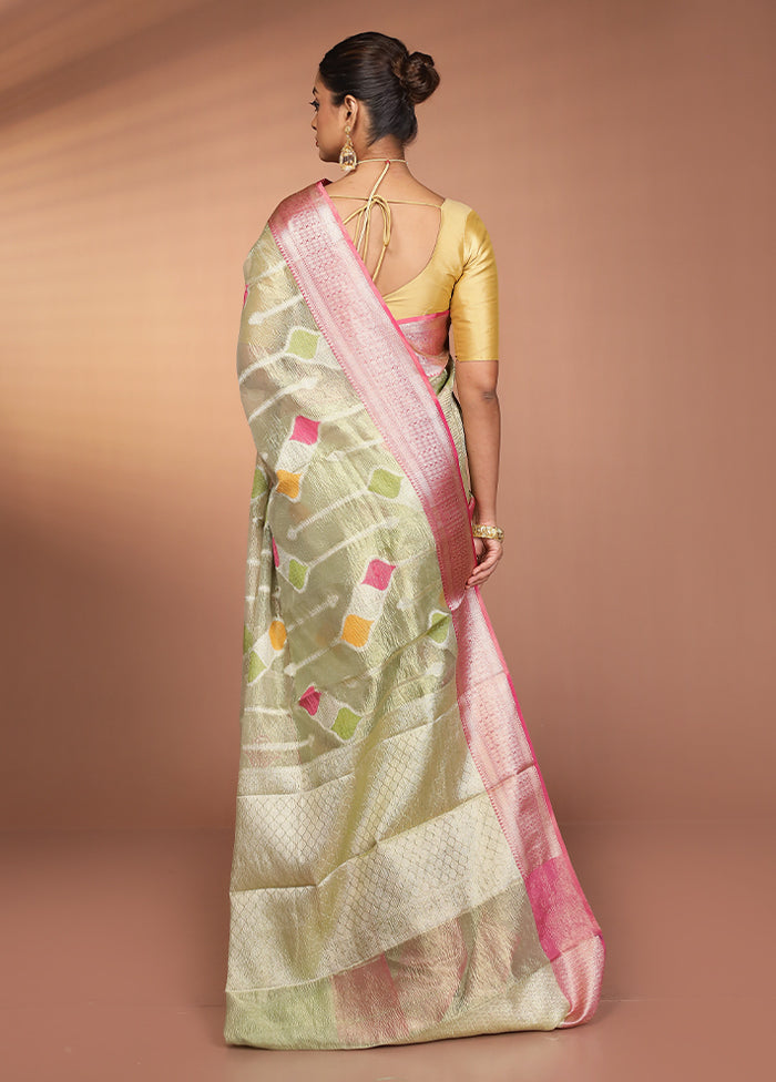 Green Tissue Silk Saree With Blouse Piece