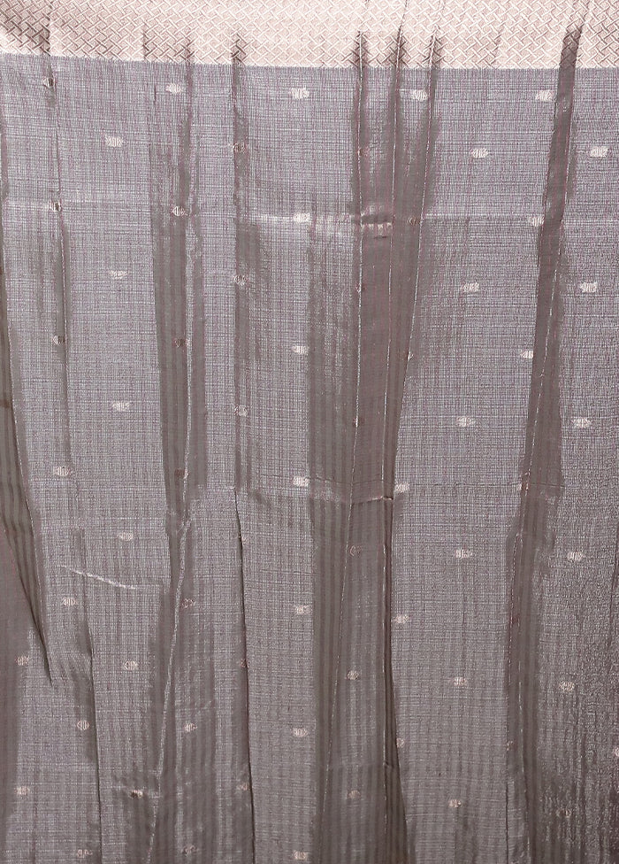 Purple Crushed Tissue Silk Saree With Blouse Piece