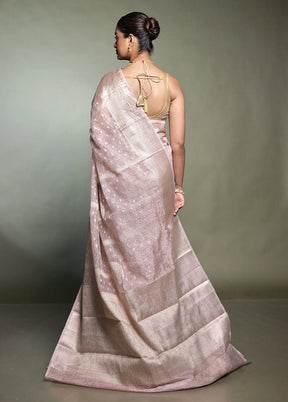Pink Crushed Tissue Silk Saree With Blouse Piece