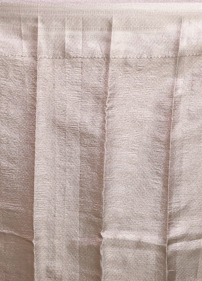 Pink Crushed Tissue Silk Saree With Blouse Piece