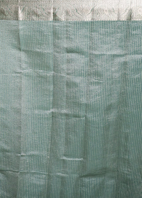 Green Crushed Tissue Silk Saree With Blouse Piece