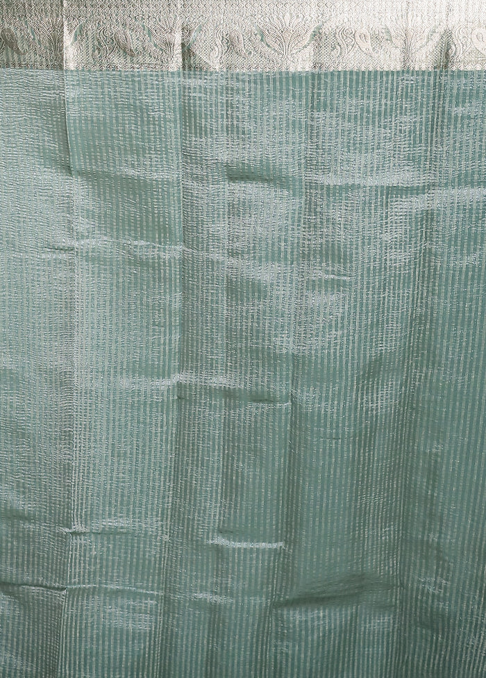Green Crushed Tissue Silk Saree With Blouse Piece