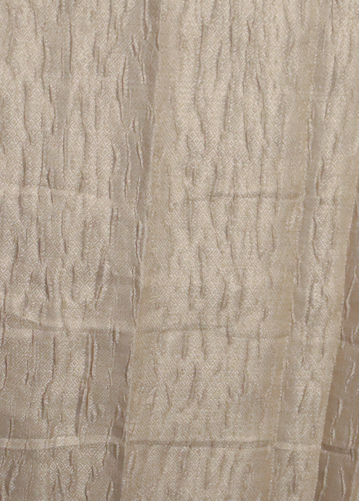 Cream Crushed Tissue Silk Saree With Blouse Piece