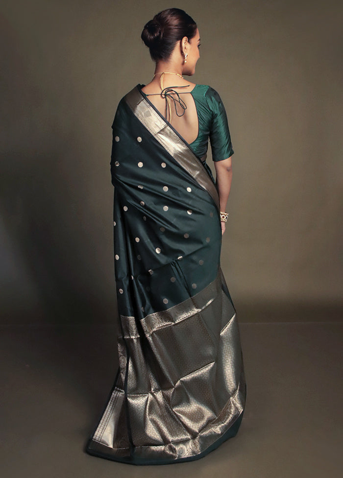 Green Kora Silk Saree With Blouse Piece