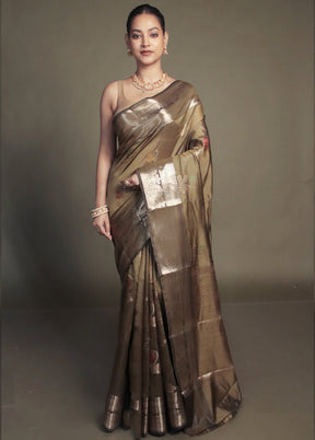 Green Kora Silk Saree With Blouse Piece