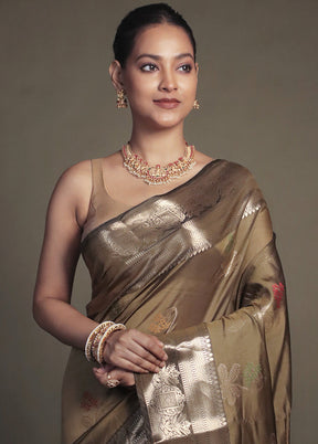 Green Kora Silk Saree With Blouse Piece