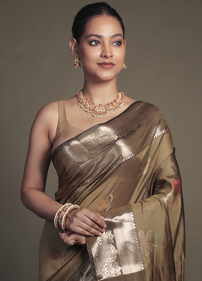 Green Kora Silk Saree With Blouse Piece