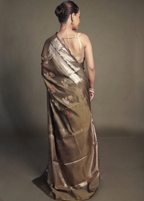 Green Kora Silk Saree With Blouse Piece