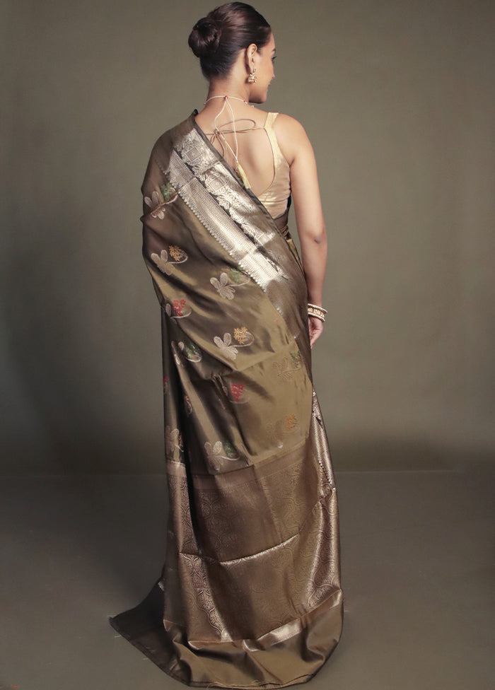Green Kora Silk Saree With Blouse Piece
