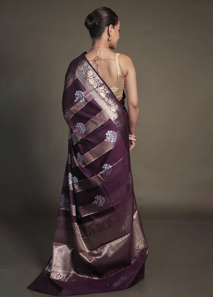 Purple Kora Silk Saree With Blouse Piece