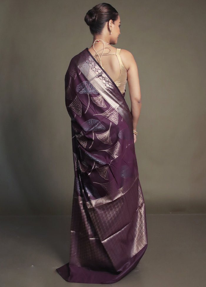 Purple Kora Silk Saree With Blouse Piece