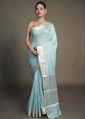 Green Kora Silk Saree With Blouse Piece