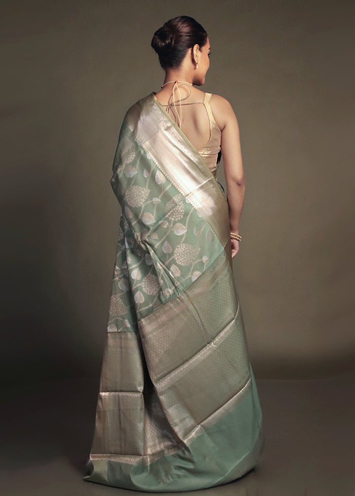 Green Kora Silk Saree With Blouse Piece
