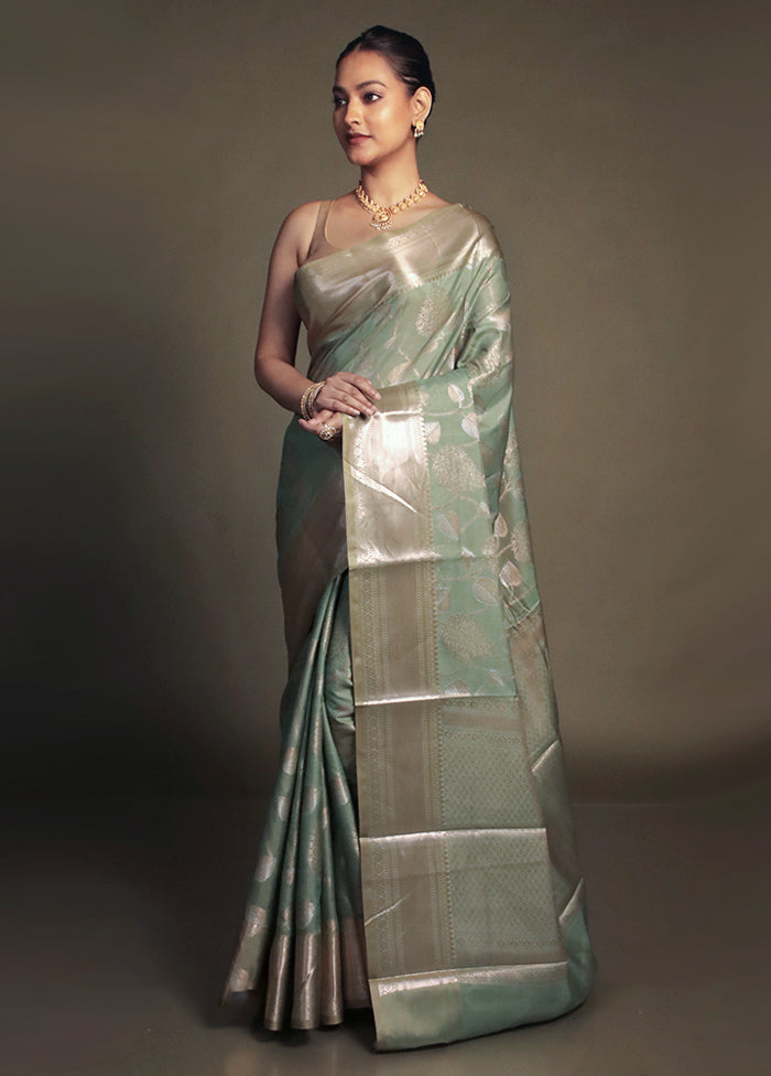 Green Kora Silk Saree With Blouse Piece
