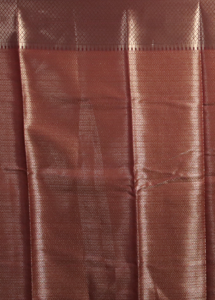 Maroon Kora Silk Saree With Blouse Piece