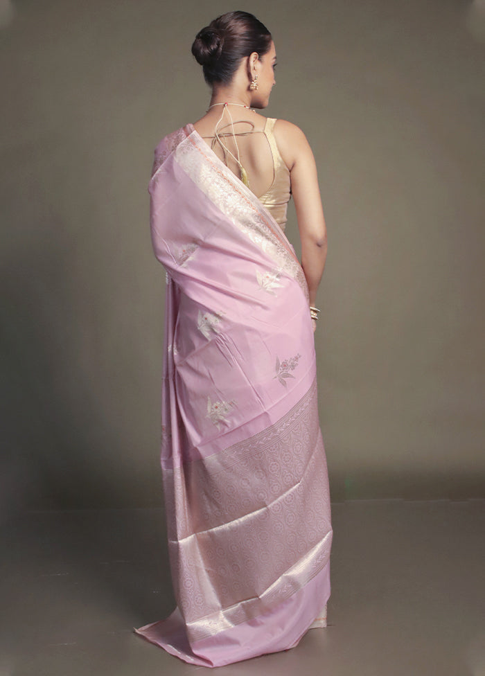 Pink Kora Silk Saree With Blouse Piece