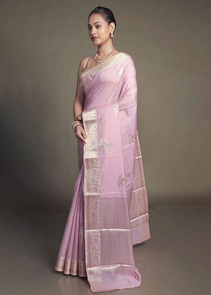 Pink Kora Silk Saree With Blouse Piece