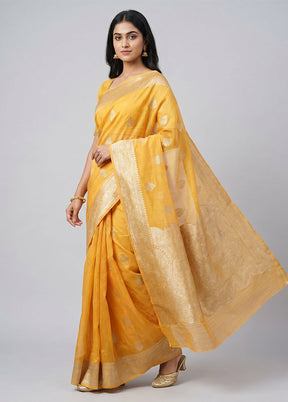 Peach Organza Saree With Blouse Piece