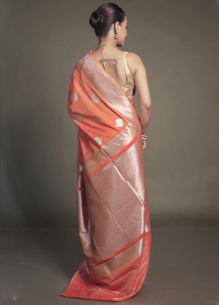 Orange Uppada Silk Saree With Blouse Piece