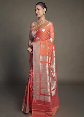 Orange Uppada Silk Saree With Blouse Piece