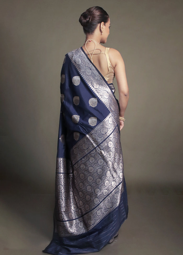Blue Uppada Silk Saree With Blouse Piece