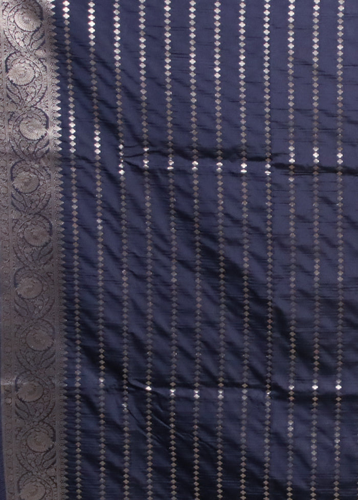 Blue Uppada Silk Saree With Blouse Piece