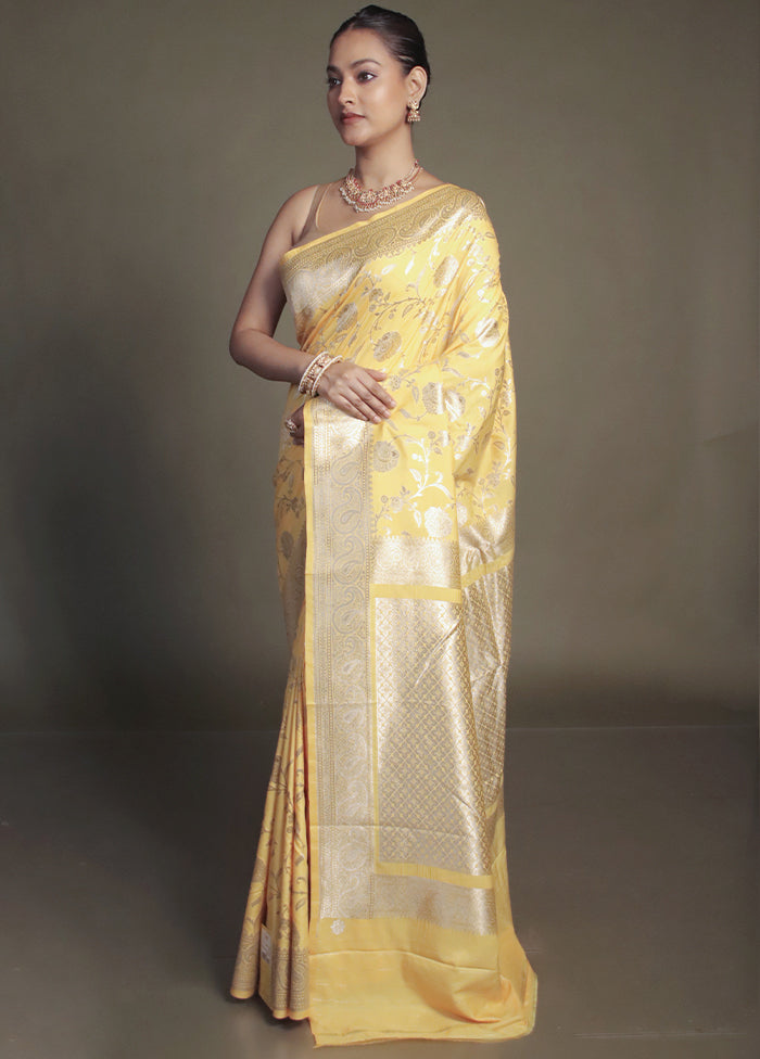 Yellow Uppada Silk Saree With Blouse Piece