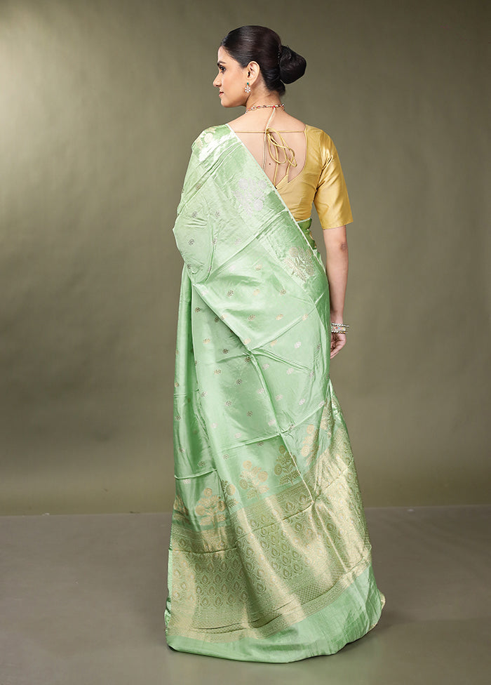 Green Dupion Silk Saree With Blouse Piece