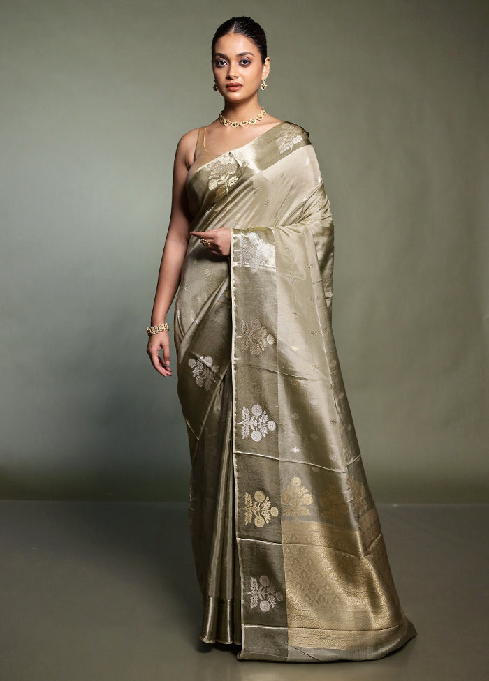 Cream Dupion Silk Saree With Blouse Piece