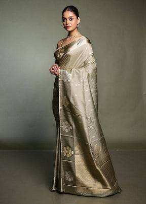 Cream Dupion Silk Saree With Blouse Piece