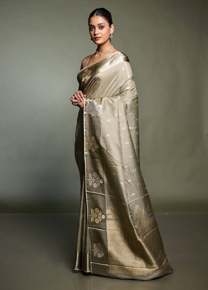 Cream Dupion Silk Saree With Blouse Piece