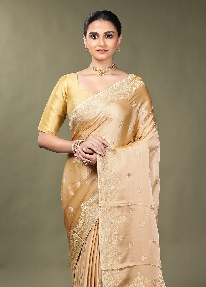 Cream Dupion Silk Saree With Blouse Piece