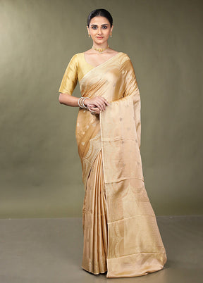 Cream Dupion Silk Saree With Blouse Piece