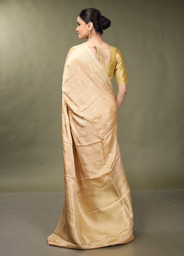 Cream Dupion Silk Saree With Blouse Piece