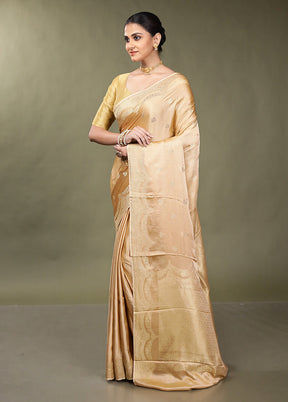 Cream Dupion Silk Saree With Blouse Piece