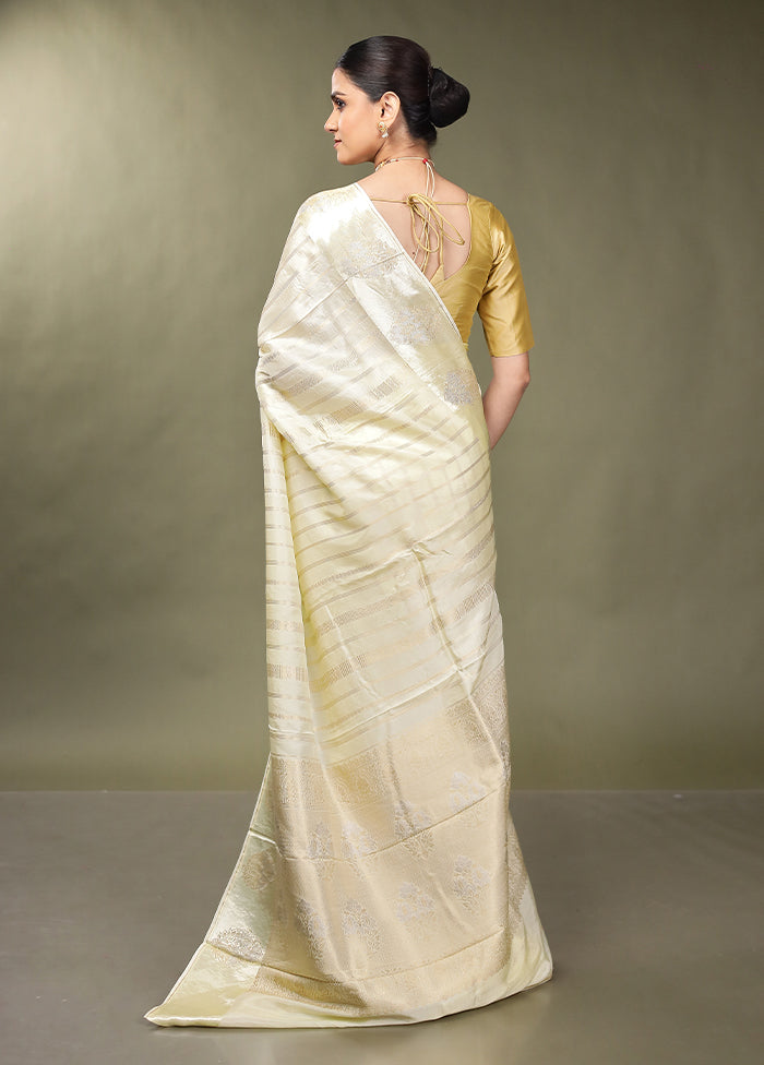 Cream Dupion Silk Saree With Blouse Piece