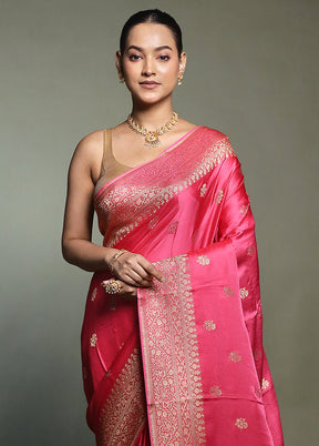 Pink Dupion Silk Saree With Blouse Piece