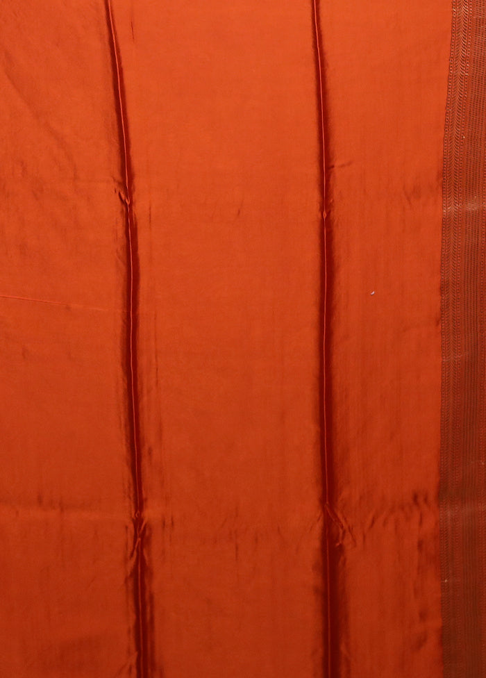 Orange Handloom Dupion Pure Silk Saree With Blouse Piece