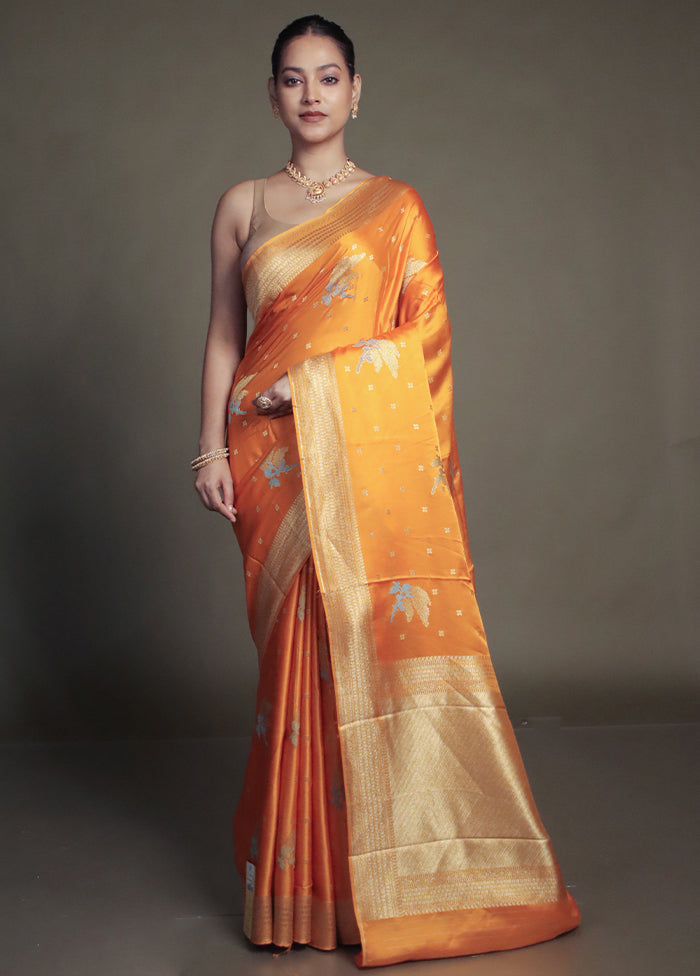 Yellow Dupion Silk Saree With Blouse Piece
