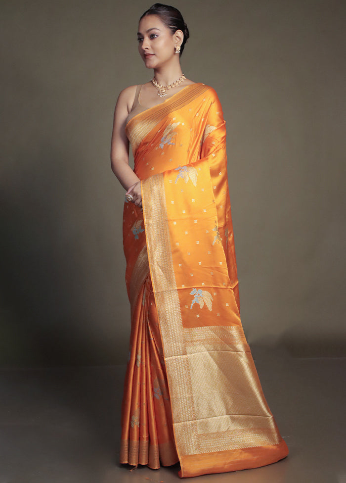 Yellow Dupion Silk Saree With Blouse Piece