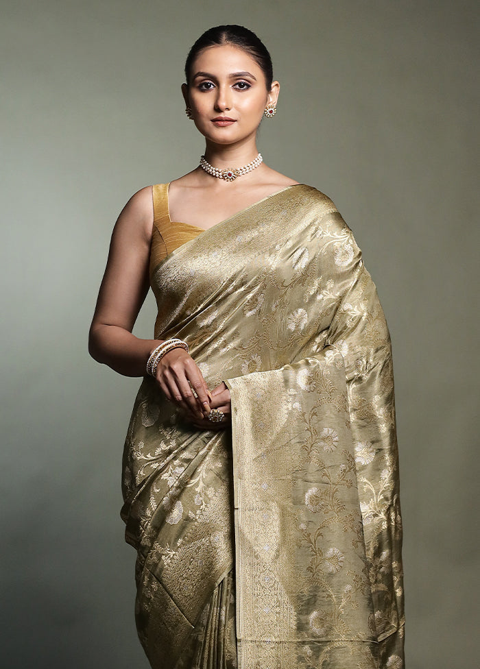 Green Handloom Dupion Pure Silk Saree With Blouse Piece
