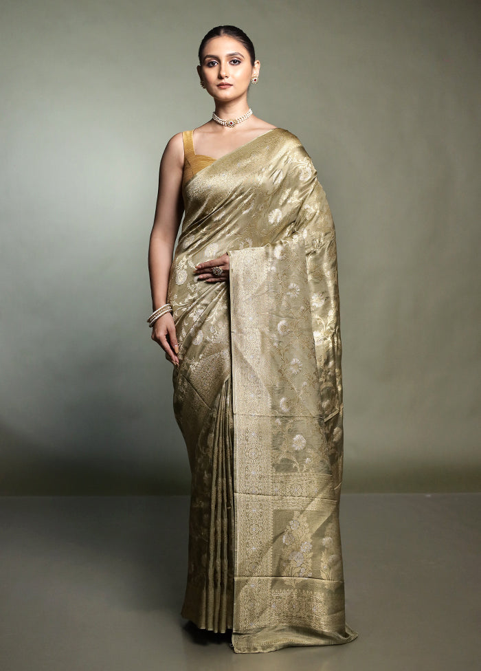 Green Handloom Dupion Pure Silk Saree With Blouse Piece