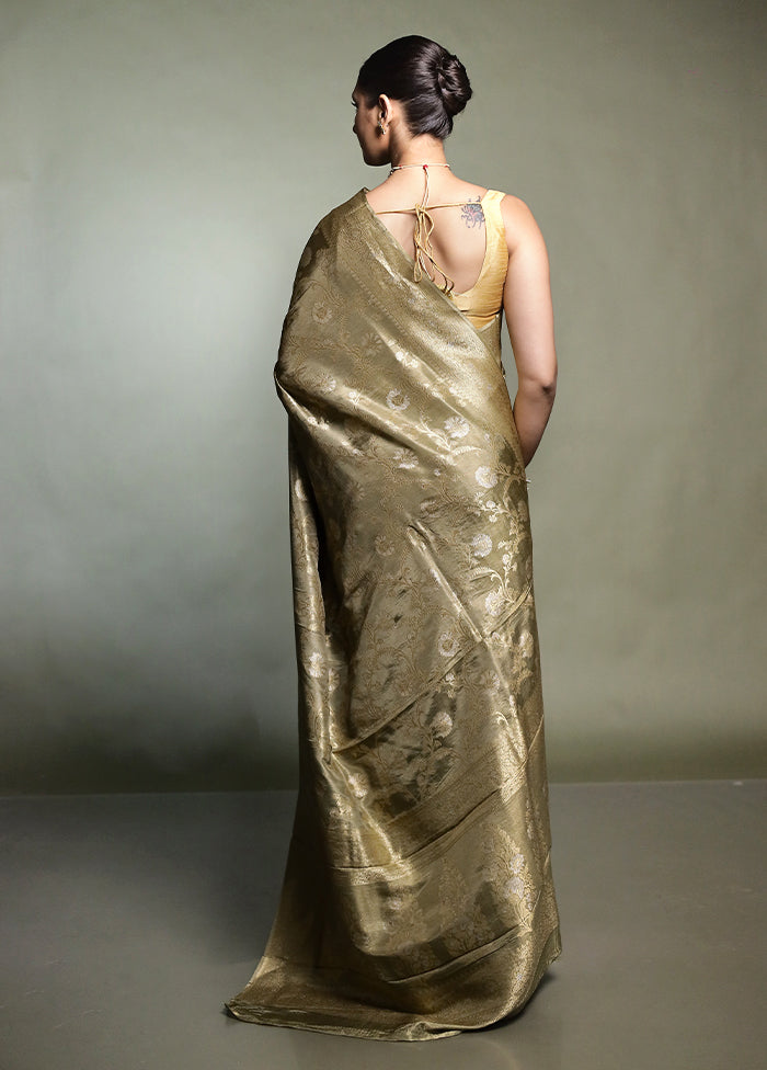 Green Handloom Dupion Pure Silk Saree With Blouse Piece