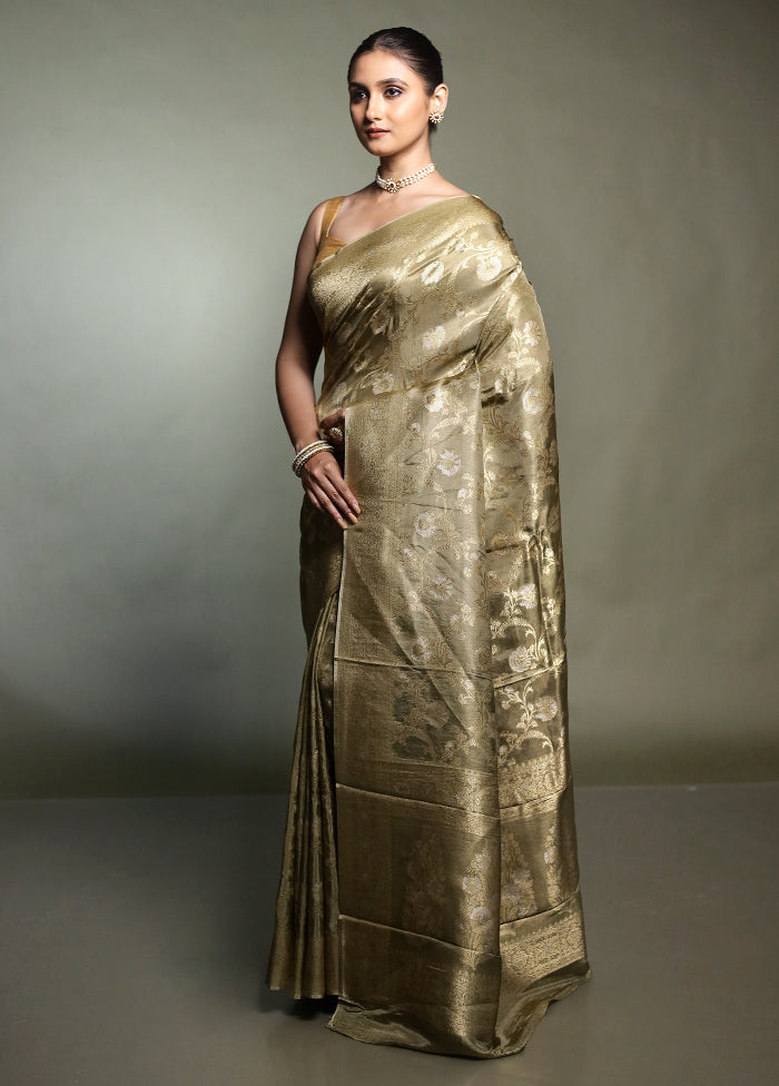 Green Handloom Dupion Pure Silk Saree With Blouse Piece