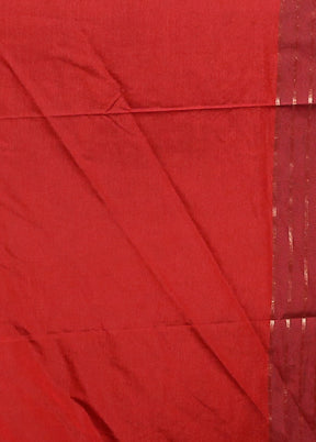 Red Dupion Silk Saree With Blouse Piece