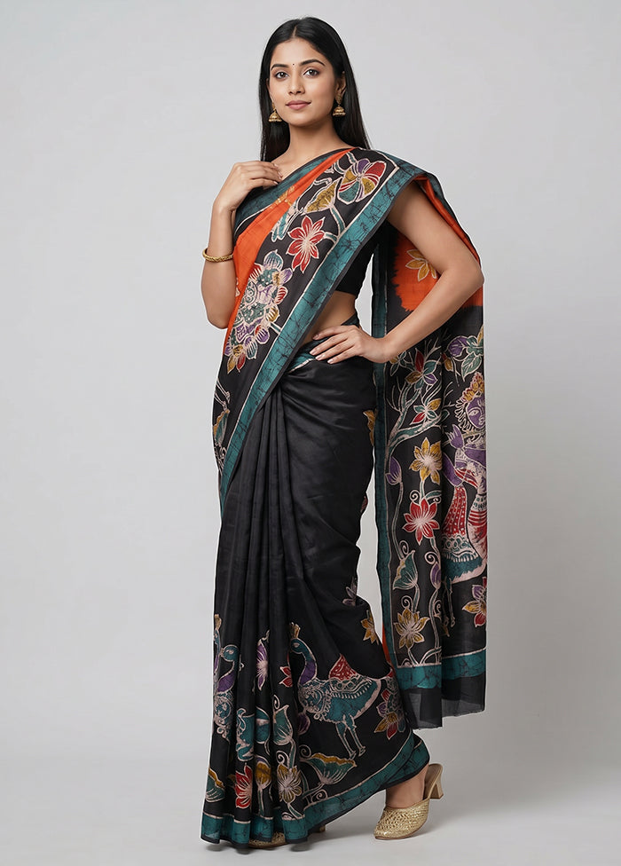Multicolor Printed Silk Saree Without Blouse Piece